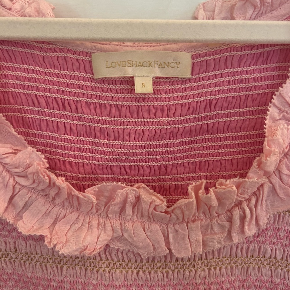 Loveshackfancy pink mini dress. size small.